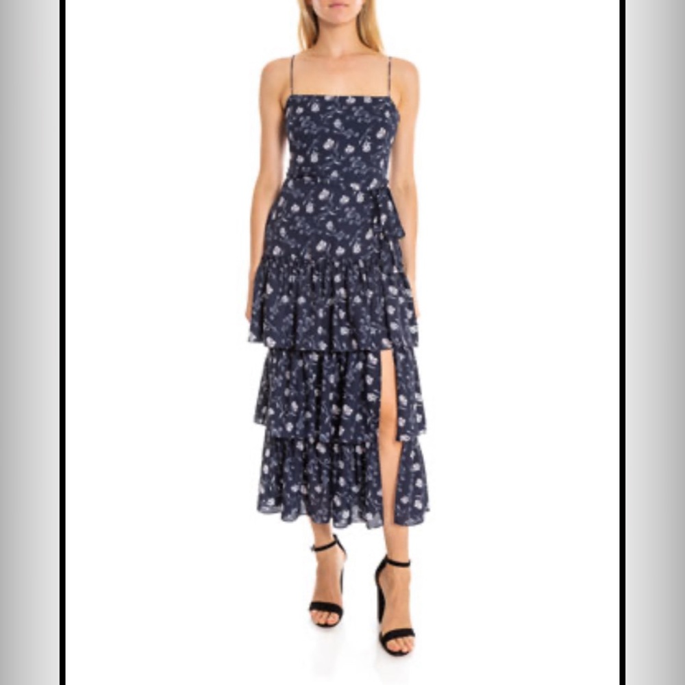 Likely Leros Tiered Floral Square-Neck Long Dress